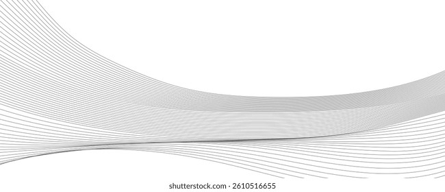 Abstract grey wave line background on a white background.