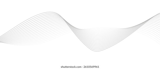 Abstract grey wave line background on a white background.