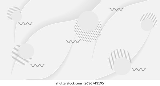 Abstract grey wave line decorated with circle shape and line background, vector illustration design
