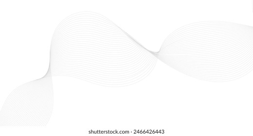 Abstract grey wave lines on transparent background. Technology, data science, geometric border pattern. Isolated on white background. Vector illustration.	