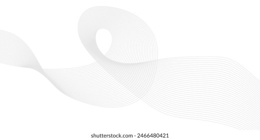 Abstractas líneas de onda gris sobre fondo transparente. Tecnología líneas abstractas sobre fondo blanco. Ondulación Grey Wave Swirl, onda de sonido de frecuencia, líneas de curva retorcidas con efecto de mezcla.	