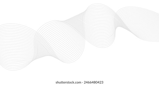 Abstractas líneas de onda gris sobre fondo transparente. Tecnología líneas abstractas sobre fondo blanco. Ondulación Grey Wave Swirl, onda de sonido de frecuencia, líneas de curva retorcidas con efecto de mezcla.	