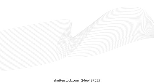 Abstract grey wave lines on transparent background. Technology abstract lines on white background. Undulate Grey Wave Swirl, frequency sound wave, twisted curve lines with blend effect.	