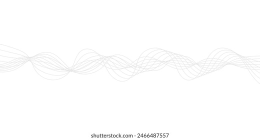 Abstractas líneas de onda gris sobre fondo transparente. Tecnología líneas abstractas sobre fondo blanco. Ondulación Grey Wave Swirl, onda de sonido de frecuencia, líneas de curva retorcidas con efecto de mezcla.	