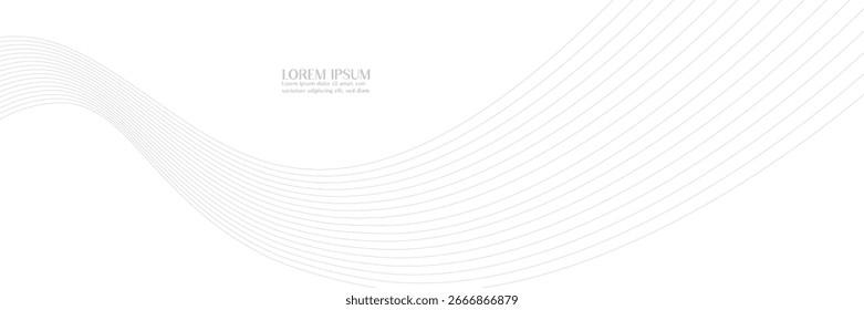 Abstrakte graue Wellenlinien auf weißem Hintergrund für moderne minimalistische Vorlagen.