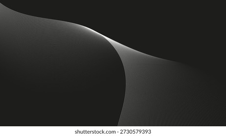 Abstract grey wave lines on transparent background.  Dynamic waves. Vector Illustration. Technology abstract lines on white background. Modern Business banner template design. geometric border pattern.