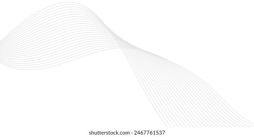 Abstract grey wave lines transparent background.Grey Wave Swirl, frequency sound wave, twisted curve lines with blend effect. Technology, data science, geometric border. Isolated on white background. 