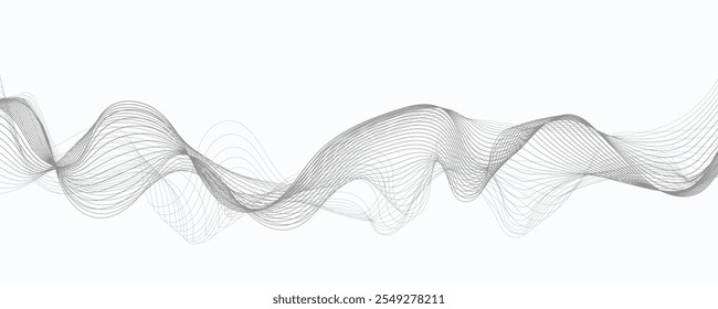 Abstract grey wave modern vector background.