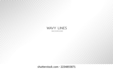 Abstract grey waved lines pattern on white background, Warped diagonal striped or curved twisted slanting business card luxury feeling.