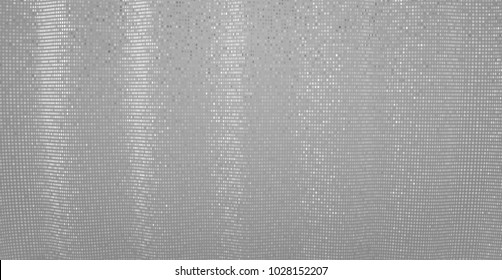 Abstract grey waving halftone background. Undulation of glittering particles, creating a falling drape effect.