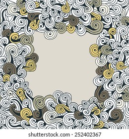 Abstract grey wavy background for the greeting card or invitation. Abstract vector decorative nature background. Template frame design for card.