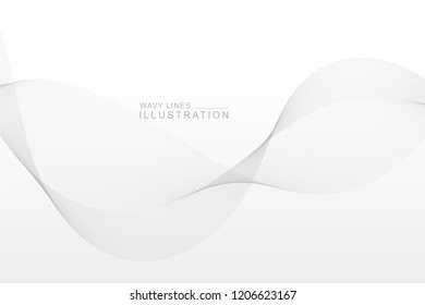 abstract GREY wavy lines background. Smoke waves design element. Isolated in white color.