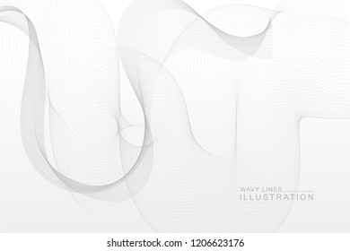 abstract GREY wavy lines background. Smoke waves design element. Isolated in white color.