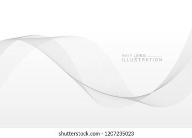 abstract GREY wavy lines background. Smoke waves design element. Isolated in white color.