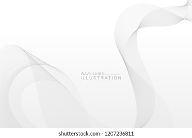 abstract GREY wavy lines background. Smoke waves design element. Isolated in white color.