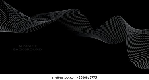 Abstract grey wavy lines background. Digital frequency track equalizer. Abstract frequency sound wave lines and technology curve lines background. Abstract background with business lines background.