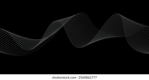 Abstract grey wavy lines background. Digital frequency track equalizer. Abstract frequency sound wave lines and technology curve lines background. Abstract background with business lines background.