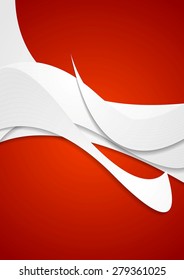 Abstract grey wavy pattern on red background. Vector card design
