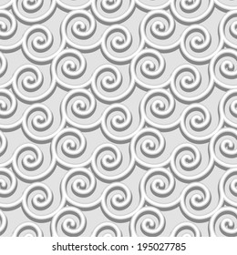 Abstract grey wavy seamless pattern, swirly ornamental wallpaper in neutral color, vector background