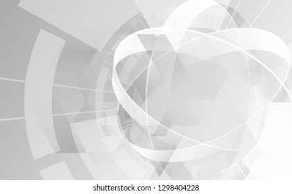 Abstract grey wheel and ring geometric technology background with gear shape. Vector abstract graphic design