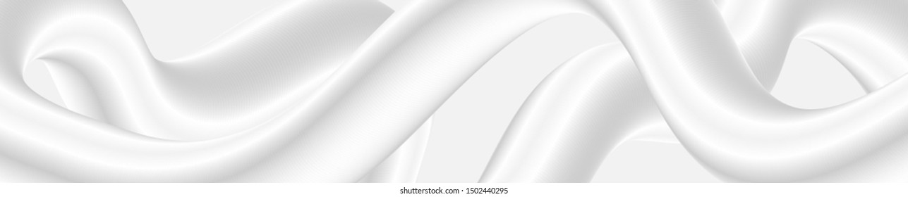 Abstract grey and white 3d liquid wavy banner design. Web header smooth background. Vector illustration