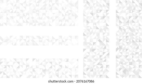 Abstract grey and white background design. Monochrome triangle pattern vector. Set of triangular geometric banners