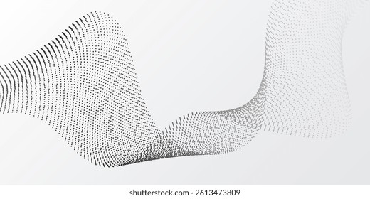 Abstract grey white abstract background with flowing particles. Digital future technology concept simple