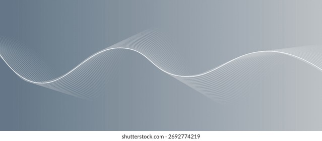 Abstractas fondo blanco gris con líneas brillantes que fluyen. Onda de líneas fluidas dinámicas. Concepto de tecnología futurista. Ilustración vectorial