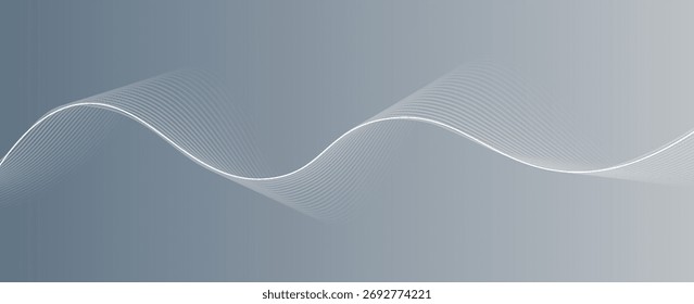 Abstractas fondo blanco gris con líneas brillantes que fluyen. Onda de líneas fluidas dinámicas. Concepto de tecnología futurista. Ilustración vectorial