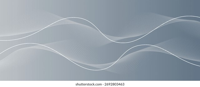 Abstractas fondo blanco gris con líneas brillantes que fluyen. Onda de líneas fluidas dinámicas. Concepto de tecnología futurista. Ilustración vectorial