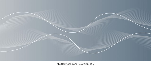 Abstractas fondo blanco gris con líneas brillantes que fluyen. Onda de líneas fluidas dinámicas. Concepto de tecnología futurista. eps 10