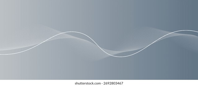 Abstractas fondo blanco gris con líneas brillantes que fluyen. Onda de líneas fluidas dinámicas. Concepto de tecnología futurista. Ilustración vectorial