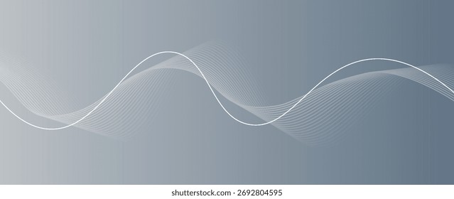 Abstract grey white background with flowing glowing lines. Dynamic flowing lines wave. Futuristic technology concept. modern