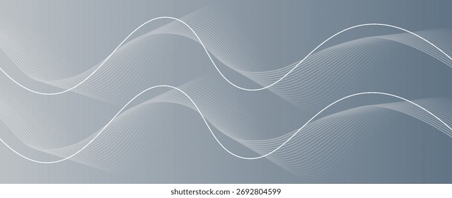 Abstract grey white background with flowing glowing lines. Dynamic flowing lines wave. Futuristic technology concept. vector abstract pattern eps10