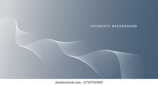 Abstractas fondo blanco gris con líneas brillantes que fluyen. Onda de líneas fluidas dinámicas. Concepto de tecnología futurista. Ilustración vectorial