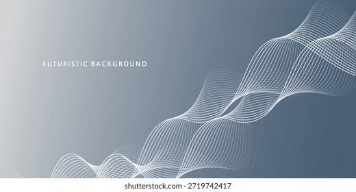 Abstract grey white background with flowing glowing lines. Dynamic flowing lines wave. Futuristic technology concept. Vector illustration