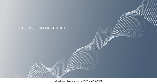 Fundo branco cinza abstrato com linhas brilhantes fluindo. Onda de linhas de fluxo dinâmico. Conceito de tecnologia futurista. Ilustração vetorial