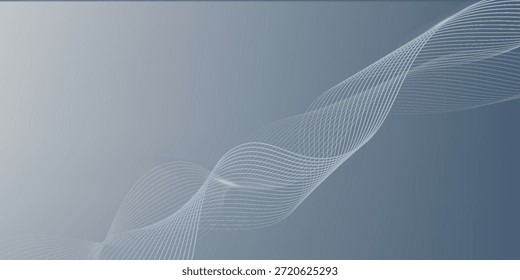 Abstract grey white background with flowing glowing lines. Dynamic flowing lines wave. Futuristic technology concept. Vector illustration