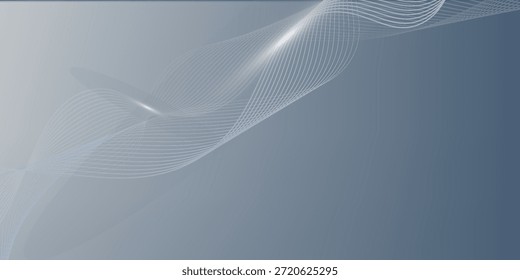 Abstract grey white background with flowing glowing lines. Dynamic flowing lines wave. Futuristic technology concept. Vector illustration