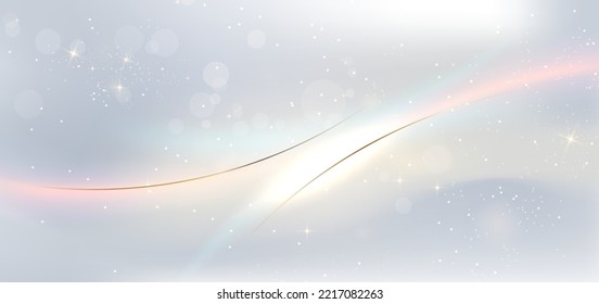 Abstract grey and white background with gold sparkle with copy space for text. Luxury style template design. Vector illustration