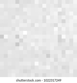 Abstract grey white background with mesh of squares. Mosaic style. Digital. Cell.  Grey white texture.