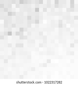Abstract grey white background with mesh of squares. Mosaic style. Digital. Cell.  Grey white texture.