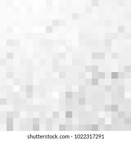 Abstract grey white background with mesh of squares. Mosaic style. Digital. Cell.  Grey white texture.