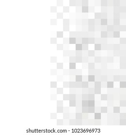 Abstract grey white background with mesh of squares. Mosaic style. Digital. Cell. Grey white texture. Empty space for your headline.