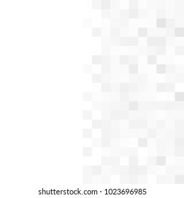 Abstract grey white background with mesh of squares. Mosaic style. Digital. Cell. Grey white texture. Empty space for your headline.