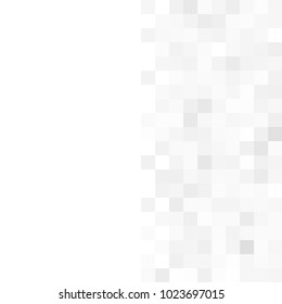 Abstract grey white background with mesh of squares. Mosaic style. Digital. Cell. Grey white texture. Empty space for your headline.