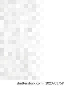 Abstract grey white background with mesh of squares. Mosaic style. Digital. Cell. Grey white texture. Empty space for your headline.