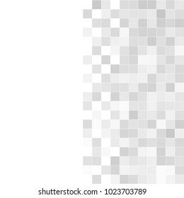 Abstract grey white background with mesh of squares. Mosaic style. Digital. Cell. Grey white texture. Empty space for your headline.