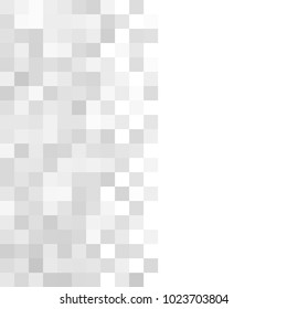 Abstract grey white background with mesh of squares. Mosaic style. Digital. Cell. Grey white texture. Empty space for your headline.