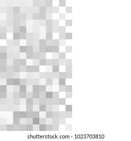 Abstract grey white background with mesh of squares. Mosaic style. Digital. Cell. Grey white texture. Empty space for your headline.